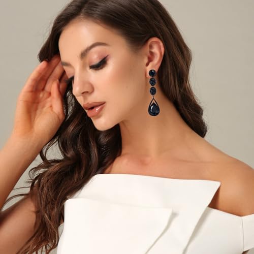 Flyonce Wedding Bridal Rhinestone Crystal Multi Teardrop Pierced Dangle Earrings3