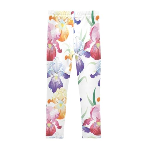 Girls' Leggings Purple Iris Flower Yoga Leggings Pants Tights Trousers Dance Pants Cute Girl Clothes, 4T2