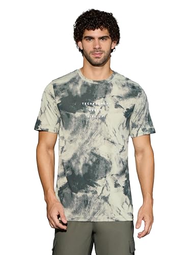 Image of TECHNOSPORT Men's Regular Fit Half Sleeve Crew Neck T-Shirt, TECHNOCOOL+ Quick Dry Moisture Wicking Stretchable Sports Gym and Casual Wear