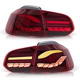 VLAND Tail lights Assembly Fit for Golf 6 2010-2014, Rear Lamps with Dragon Scales Dynamic DRL, Back light w/Fog Lights & Sequential Turn Signal, Red