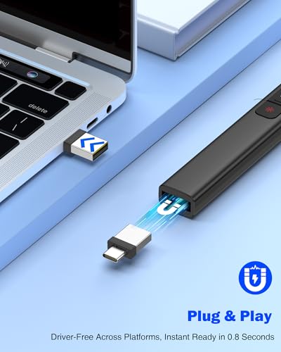 Elegamefy Wireless Presenter, 2-in-1 USB C Presenter mit Laserpointer für Mac Windows Linux Powerpoint Präsentation Fernbedienung