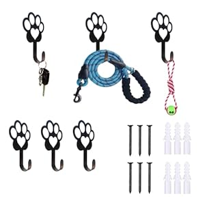 6 PCS Dog Paw Shaped Dog Leash Hook for Wall, Metal Leash Holder Wall Mounted Hanger for Coat Key Entryway Hallway Kitche Office