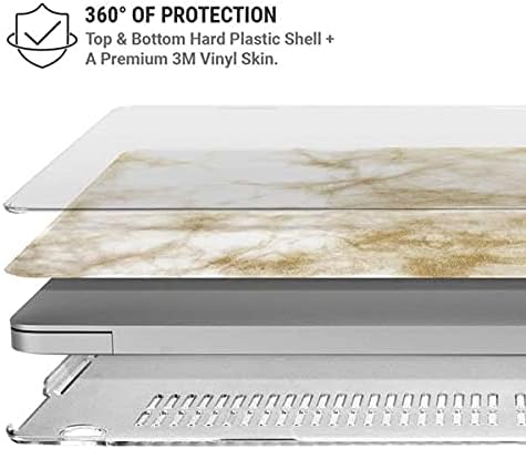 Skinit Case + Skin Compatible with MacBook Air 13in (2020) Originally Designed Gold and White Marble Design