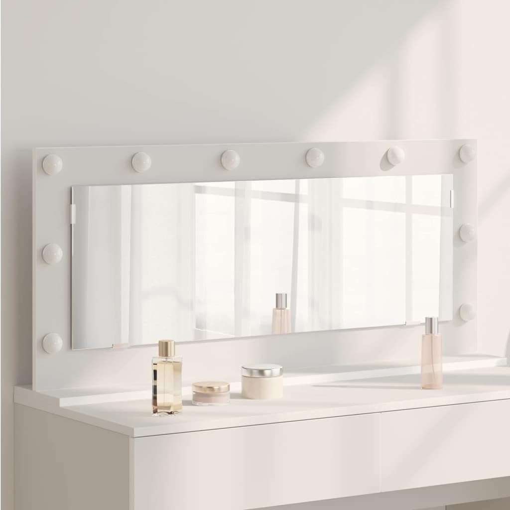 Espejo para lavabo (ángulo recto, 100 x 45 x 18 cm, con iluminación LED