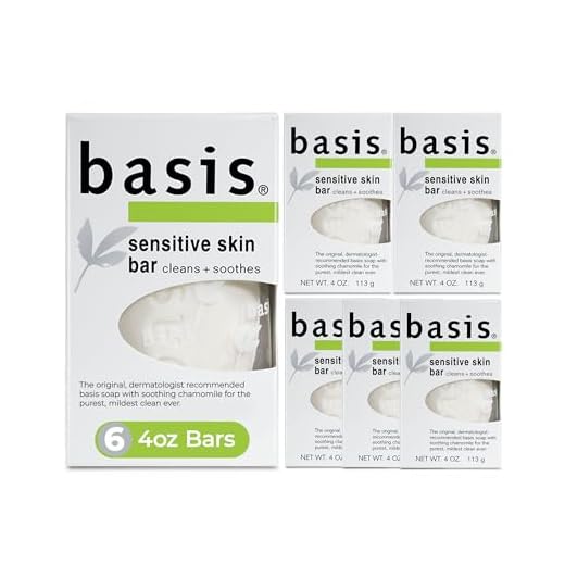 Basis Sensitive Skin Bar Soap for Body, Hands and Face, Unscented Soap Bar for Sensitive Skin with Chamomile and Aloe Vera, Bar Soap Bulk Pack, 4 Oz Bar, Pack of 6