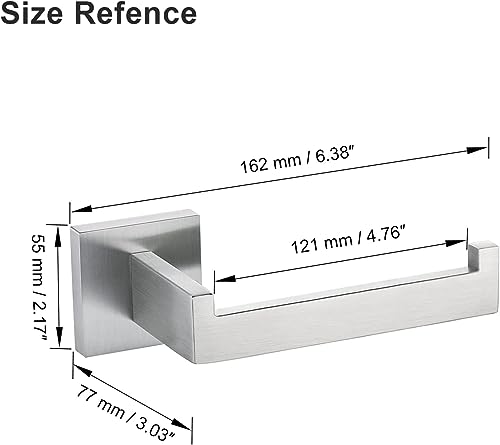 Image of TQKAG Brushed Nickel Toilet Paper Holder, Modern Square Tissue Roll Holder | SUS304 Stainless Steel, 6.38 Inch, Modern Square Tissue Roll Holders, Wall Mount, 2 Easy Installation Options, Kitchen