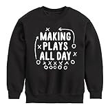 Instant Message - Making Plays All Day - Toddler & Youth Crewneck Fleece Sweatshirt - Size 2T Black