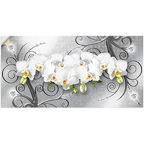 ARTland Wandbild selbstklebend Wandtattoo Vinylfolie 100x50 cm Querformat Abstrakte Bilder Blumen Blüte Orchideen Kunst Abstrakt Weiß U1QV Cover