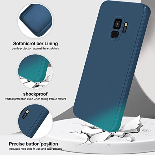 GiiYoon Case Compatible with Samsung Galaxy S9, Silky-Soft Touch Full-Body Protective Phone Silicone Case, Shockproof Cover with Microfiber Lining, Blue