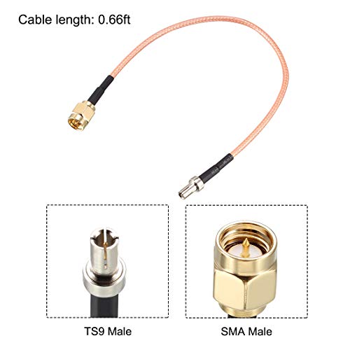 Cable antena coaxial uxcell SMA Macho a TS9 Macho 0.66 ft 2 pcs miniatura 2
