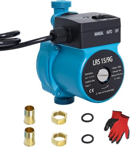 Heißwasser-Umwälzpumpe LRS15/9G, Umwälzpumpe für Heizung, 120 W, Umwälzpumpe für den Haushalt, maximale Höhe 9 m, mit Handschuhen Gekufa