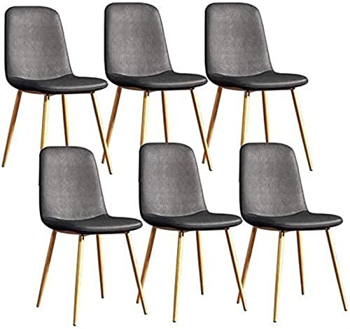 SJIALEN Modern Dining Chairs Set of 6, for Living Room Bedroom Office Lounge Chairs with Metal Legs PU Leather Seat Backrests Bar Stool Kitchen Chair (Color : Light Gray, Size : 43x55x82cm)