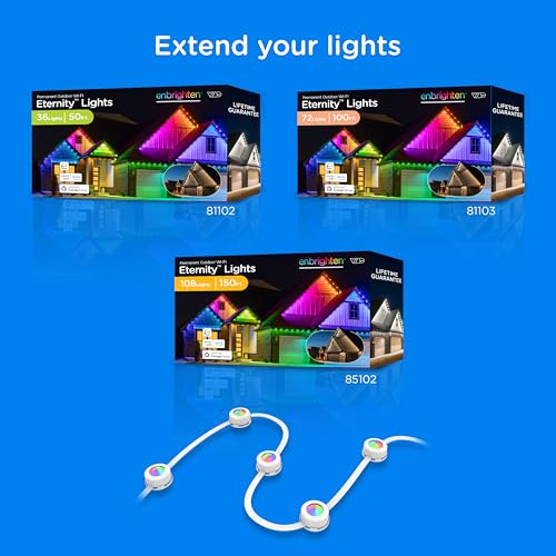 Enbrighten Vibe Eternity Permanent Outdoor Lights Extension Only, 16.5ft with 12 RGBWIC LEDs, Not for Standalone Use, Enbrighten 50ft or 100ft Eternity Lights Needed, Extendable up to 200ft, 81104 by Enbrighten - Image 8