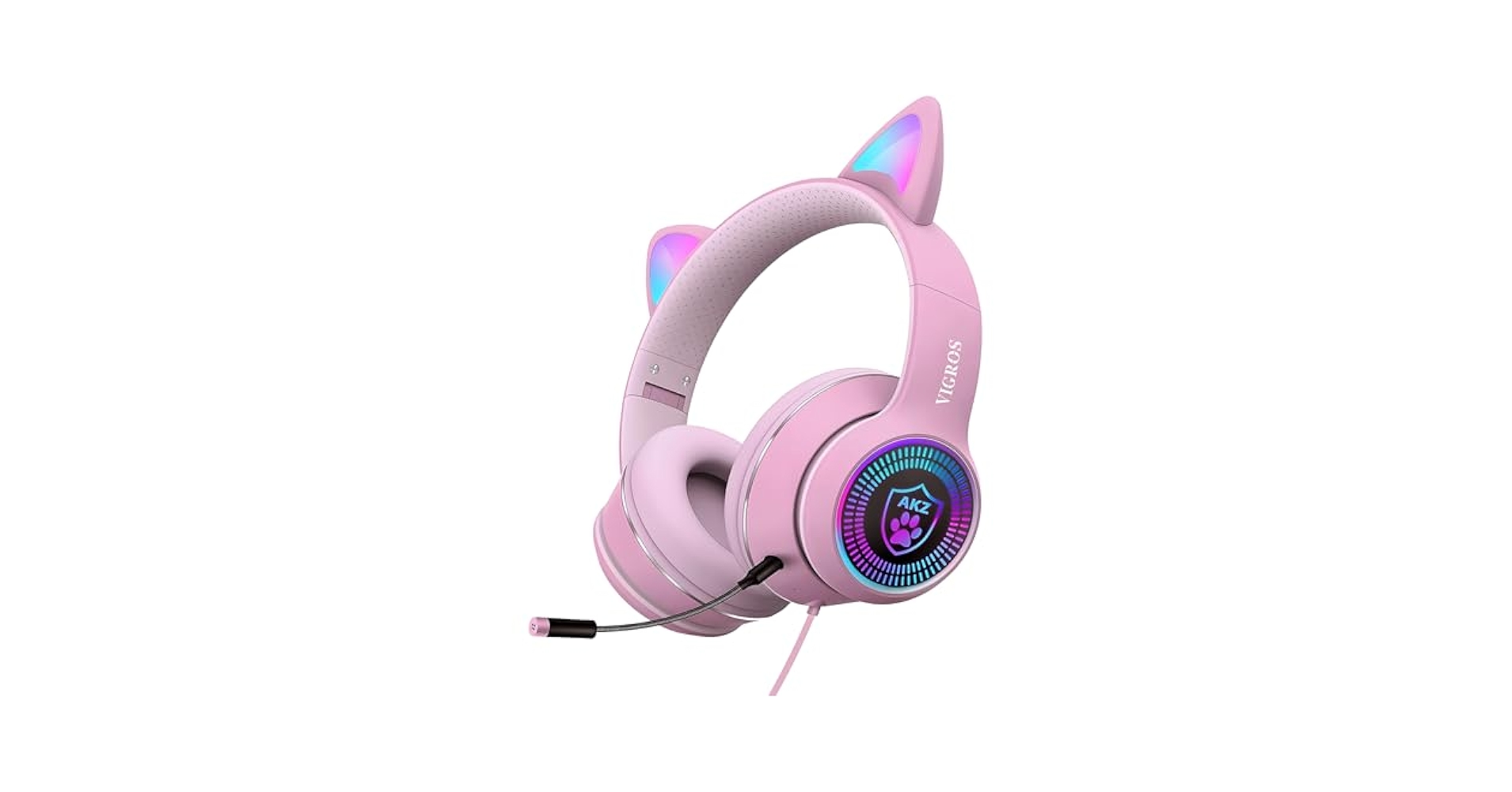 Amazon.com: VIGROS Cat Ear Gaming Headset with Mic RGB LED