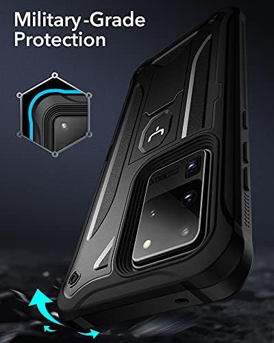 YOUMAKER case for Galaxy S20 Ultra 5G 6.9 inch Built-in Screen Protector with Kickstand Full Body Heavy Duty Shockproof Rugged Bumper Dual Layer Protector Rugged Phone Cover-Black