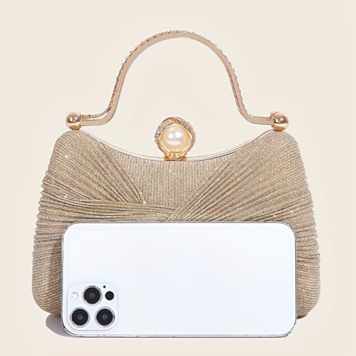 Image of Clutch Purses for Women Handbags Shiny Sequin Wedding Clutch Cross Body Bag Purses with Chain,Wedding Prom Party Club,Gold