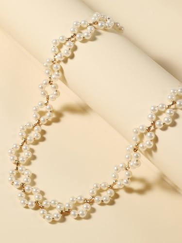 Image of Shining Diva Fashion Stylish Pearl Chain Pendant Choker Necklace for Women and Girls
