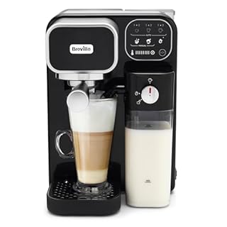 Breville Prima Latte Luxe One Touch Espresso Maker| Espresso, Latte Cappuccino Coffee Maker | 19 Bar Italian Pump | Automatic Milk Frother | ESE Coffee Pod Compatible | Black [VCF166]