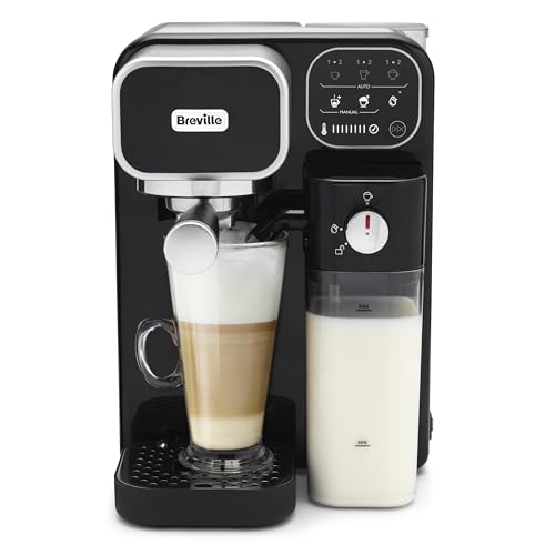 Breville Prima Latte Luxe One Touch Espresso Maker| Espresso, Latte Cappuccino Coffee Maker | 19 Bar Italian Pump | Automatic Milk Frother | ESE Coffee Pod Compatible | Black [VCF166]