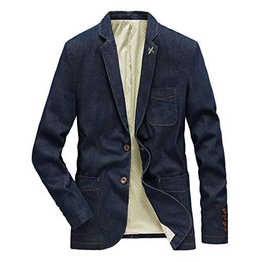 ebossy Blazer masculino casual slim jeans com dois botões para negócios, casaco esportivo, Azul retrô, GG