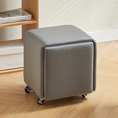 Chaise cube gigogne 5 en 1, tabourets empilables avec roulettes pour une utilisation multi-pièces