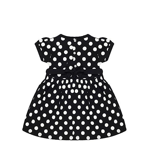 Image of Babeezworld Cotton Baby Girl Dress - Knee Length fit and Flare Dress Frock jhabla (Black; 1-2 Years)