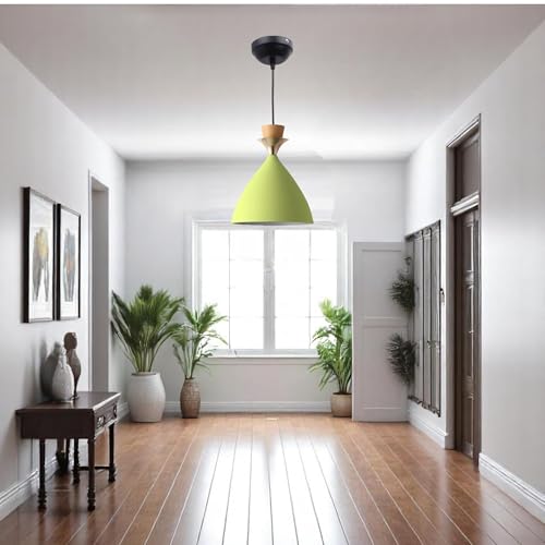 Image of Aluminium Hanging Bell Shade Light, Moss Green, Pack Of 4
