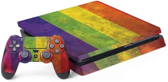 Skinit Decal Gaming Skin Compatible with PS4 Slim Bundle - Distressed Rainbow Flag Design