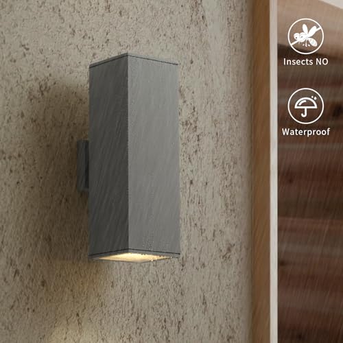 Image of mirrea 18 inch Modern Outdoor Porch Light in 2 Lights, Matte Gray, 2 Pack