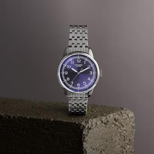 Image of Sonata Poze 8 Quartz Analog with Arsenic Blue Dial Gun Stainless Steel Strap Watch for Men - SP70110QM01W