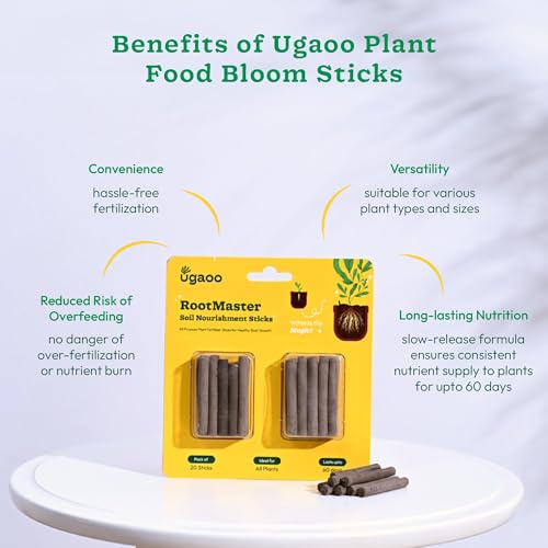 Image of UGAOO RootMaster Humic Acid Fertilizer Sticks for Indoor & Outdoor Plants | Slow Release Plant Food | Root Growth Booster & Plant Nutrition for Potted Plants & Home Garden | Pack of 20