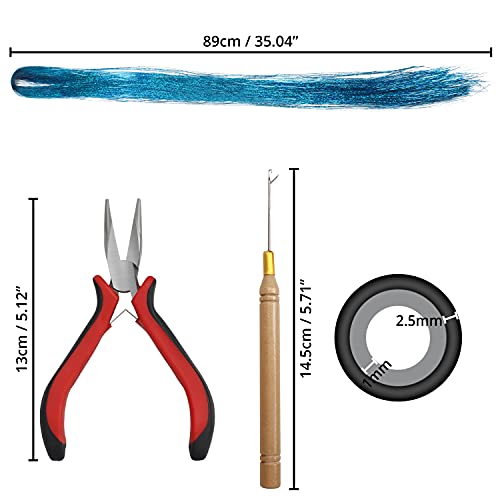 Foto von Belle Vous 2400-Teilig Haar Lametta Bunte Haarsträhnen – 12 Farben – Lametta für Haare mit Werkzeug – Glitzer Strähnen Haare Regenbogen Haarverlängerung Kunsthaar zum Einflechten, Party & Deko