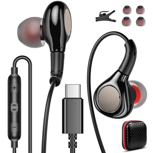 USB C Headphones for iPhone 15 Pro Max iPad 10 Air Mini 6 Samsung S24, Type C Earphones Microphone Noise Canceling in-Ear Wired Earbud for Samsung Galaxy S23 FE S22 Plus Google Pixel 8 7 7A 6A OnePlus