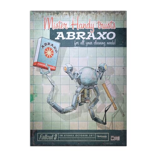 Displate Official Fallout Metal Poster Magnetic Mounting Included Licensed Artwork Modern Wall Decor Fallout 3 Ads Abraxo 18.9x26.6 in