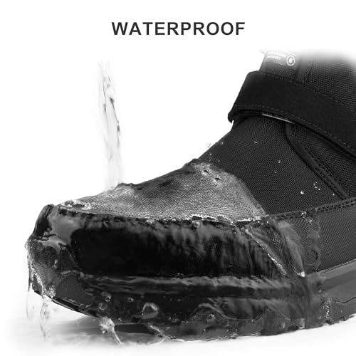 Image of Men's Winter Waterproof Snow Boots Non-Slip Work Boots Warm Slip On Mid-Calf Booties Lightweight Outdoor Athletic Diabetic Boots