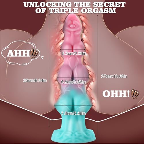 10.6″ Huge Dildo Monster 3 Knots Dildo, Soft Silicone Anal Knotted Horse - Image 2