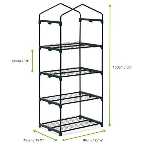 Bramble 4 Tier Mini Greenhouse For Outdoor & Indoor With Strong Reinforced Pe Cover, Steel Frame & Roll-Up Zipper Door - Weatherproof, Sturdy & Easy To Assemble - 63"X27"X19" #TOP2
