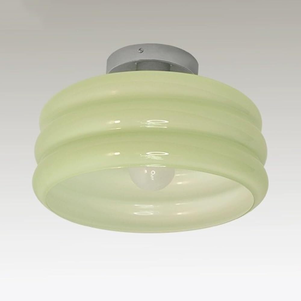 LYMSXAZOU Semi Flush Mount Ceiling Light Modern Cream Glass Lamp Cylinder Medieval Fixture 11.8 Inch Drum Shape Lighting Hallway Entryway Balcony