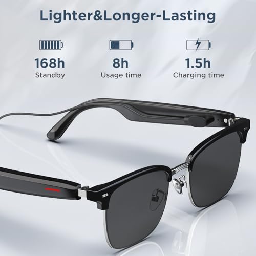 Smart Sunglasses with Voice Control, Hands-Free Calls & UV400 Protection - HD Audio, Built-in Mic, 6H Playtime, Lightweight Bluetooth Glasses for Driving, Running (Black) by Generic - Image 7