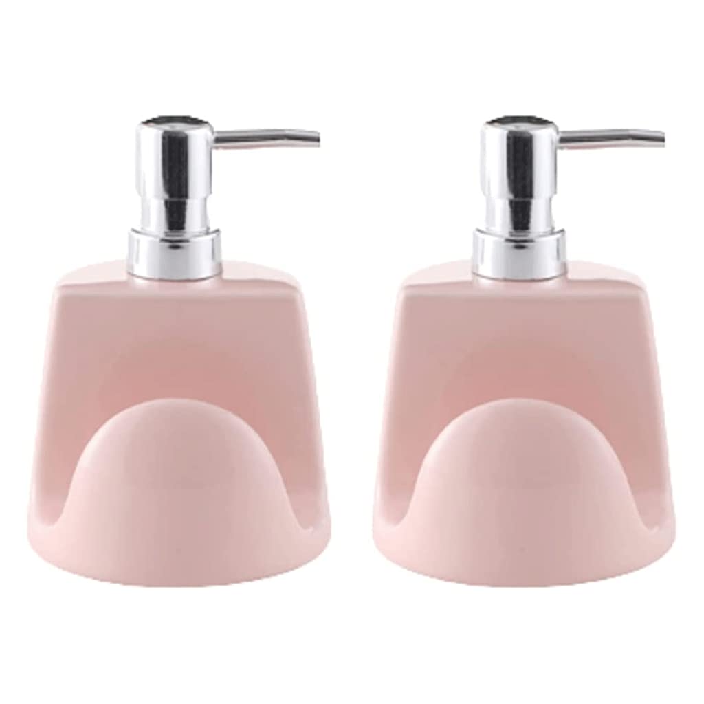 Dispensador de jabón de cerámica, dispensador de loción de Relleno de Doble propósito, Bomba a Prueba de óxido, Bomba de jabón de Esponja, Fregadero de Cocina de 400ml/13,5 oz