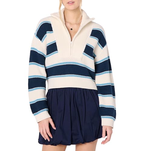 Image of The Drop womens Russel Stripe Half Zip Sweater