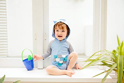 Image of VAENAIT BABY Zip & Snap Rash Guard Swimsuit, UPF 50+ One-Piece Long Sleeve Swimwear, Quick Dry Infant Beach Suit for 0~2T
