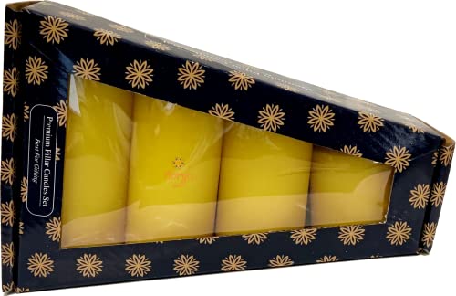 Image of Floryn Decor Paraffin Wax Smokeless Pillar Candles, Set of 4 (2 by 2, 2 by 3, 2 by 4, 2 by 4.5 inches) Vanilla