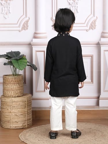 Image of POLKA TOTS Boys Cotton Ethnic Kurta Pajama Set with Attached Koti | Ethnic Motif Wear Kids Kurta Pyjama for Boys & Toddlers | Traditional Dress for Weddings & Festivals | Festive Jubba Set for Babies