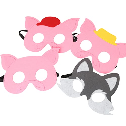 4PCS Three Little Pigs & Big Bad Wolf Masks Costume for Kids (Three Little Pigs)