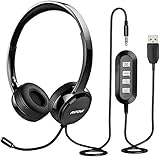 Mpow Auriculares Micrófono PC, Auriculares con Cable Telefono USB/3.5mm, Cancelación de Ruido, para Skype, iPad, Oficina