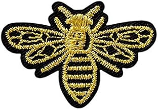 Mono-Quick Bügelbild Aufnäher Patch Applikation zum Aufbügeln Biene schwarz Gold 4,0 x 3,0 cm