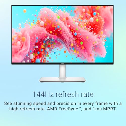 Image of Dell 27 inch Monitor, LED FHD - 144Hz Refresh Rate 1500:1 Contrast Ratio, AMD FreeSync - VESA, Integrated 2x3W Speaker, Height /Tilt /Pivot /Swivel Adjustability, 2 x HDMI, White
