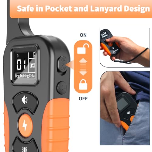 Dog Shock Collar with Remote - PETWORTHY 3300FT Dog Training Collar, IPX7 Waterproof Electric Collar with 3 Training Modes, Security Lock, Rechargeable e-Collar for All Breeds, Sizes