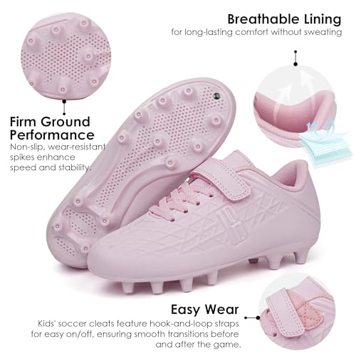 Image of brooman Kids Firm Ground Soccer Cleats Boys Girls Football Cleats with Soccer Socks